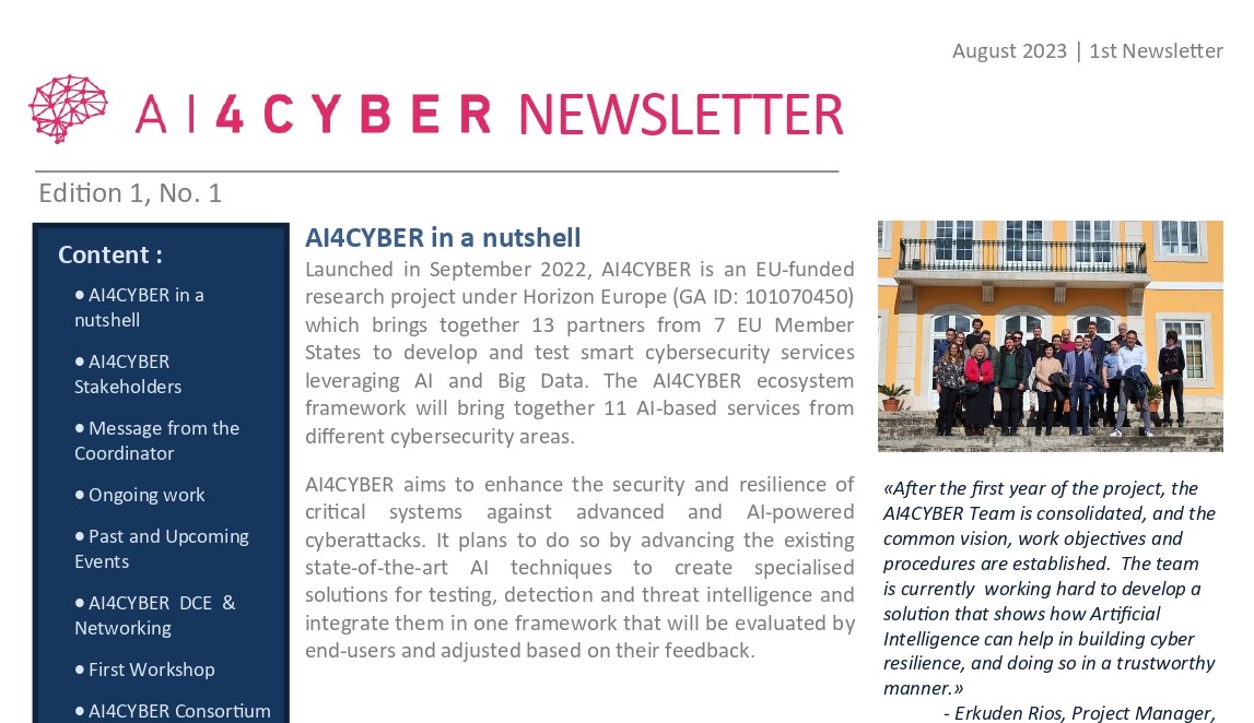 AI4CYBER publishes its 1st Newsletter!